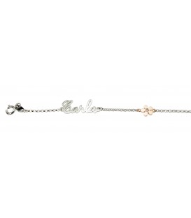 PULSERA ORO BLANCO Y ROSA 1 DIAMANTE 0,10CT